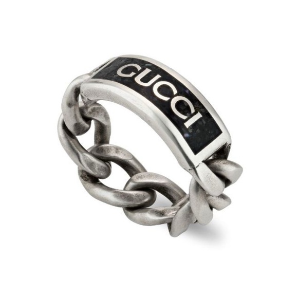 Gucci logo plaque chain ring, Size IT 25 US 11, NWB - Picture 1 of 8